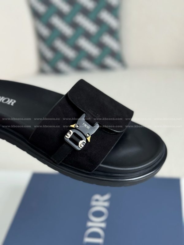「#5689」Dior Aqua Faux Suede Slippers - Image 7