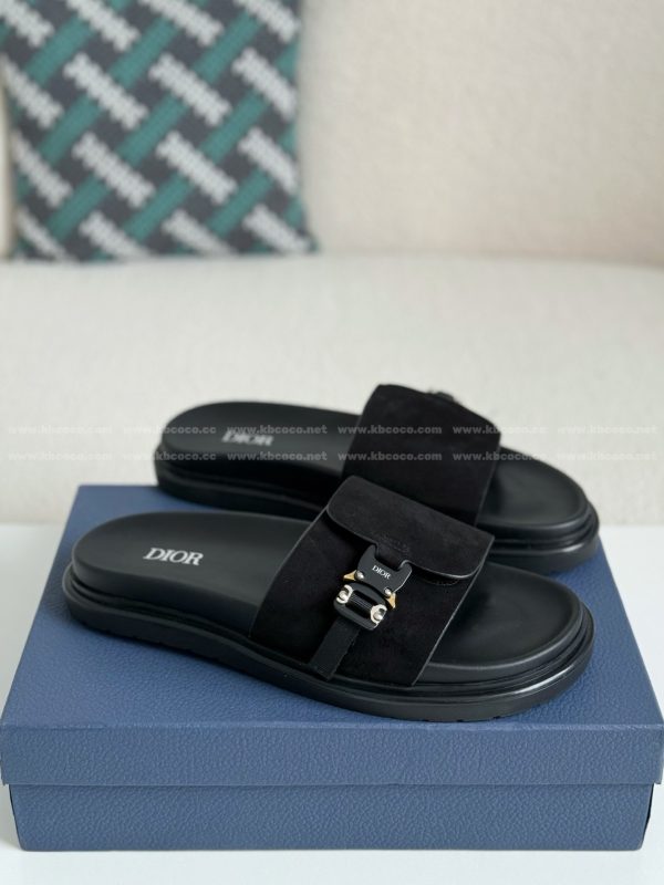 「#5689」Dior Aqua Faux Suede Slippers