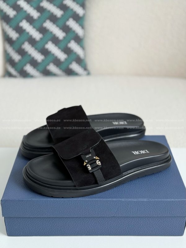 「#5689」Dior Aqua Faux Suede Slippers - Image 2