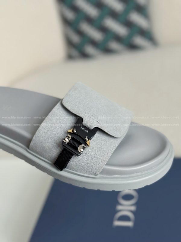「#5691」Dior Aqua Faux Suede Slippers - Image 7