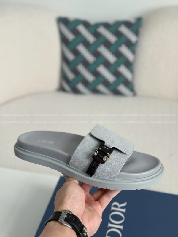 「#5691」Dior Aqua Faux Suede Slippers - Image 6