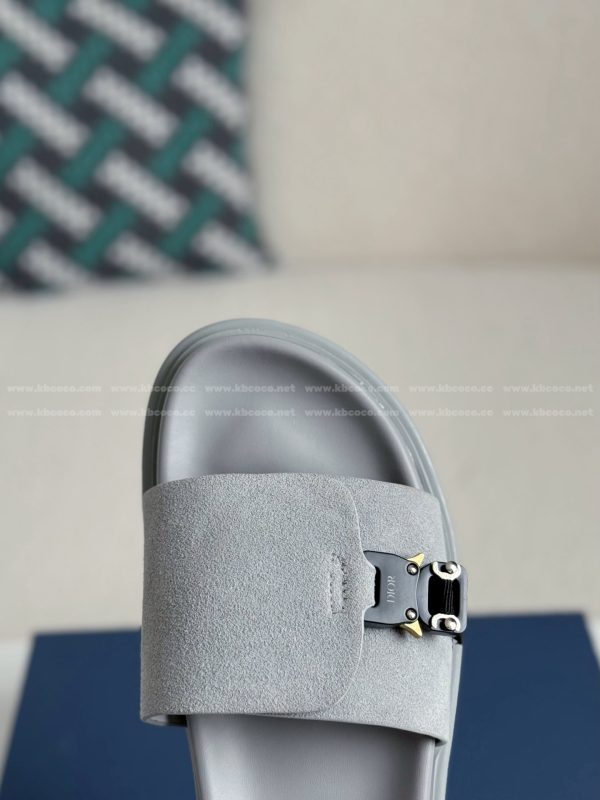 「#5691」Dior Aqua Faux Suede Slippers - Image 9