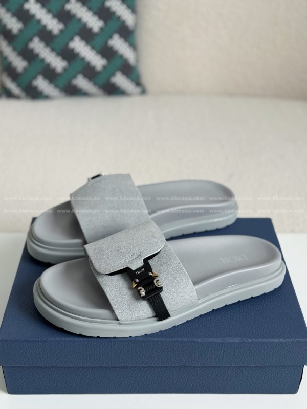 「#5691」Dior Aqua Faux Suede Slippers - Image 2