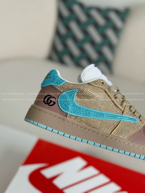 ¡¸#5700¡¹Jordan 1 x Gucci Hand-Set Rhinestones Low Sneakers - Image 7