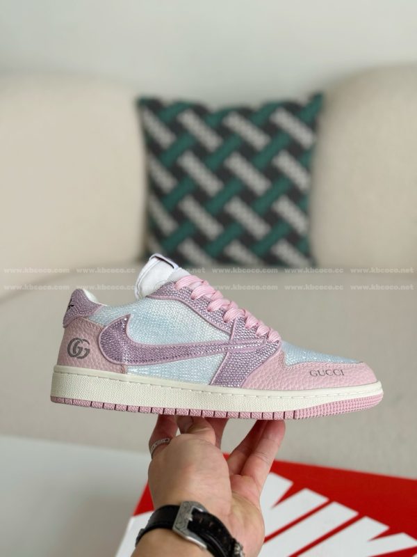 ¡¸#5701¡¹Jordan 1 x Gucci Hand-Set Rhinestones Low Sneakers - Image 6