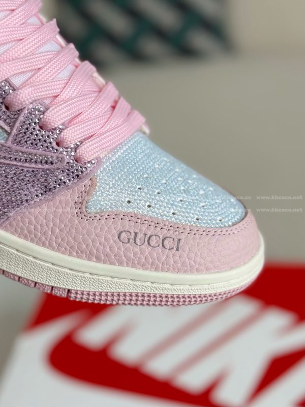 ¡¸#5701¡¹Jordan 1 x Gucci Hand-Set Rhinestones Low Sneakers - Image 8