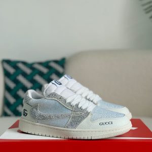 ¡¸#5703¡¹Jordan 1 x Gucci Hand-Set Rhinestones Low Sneakers