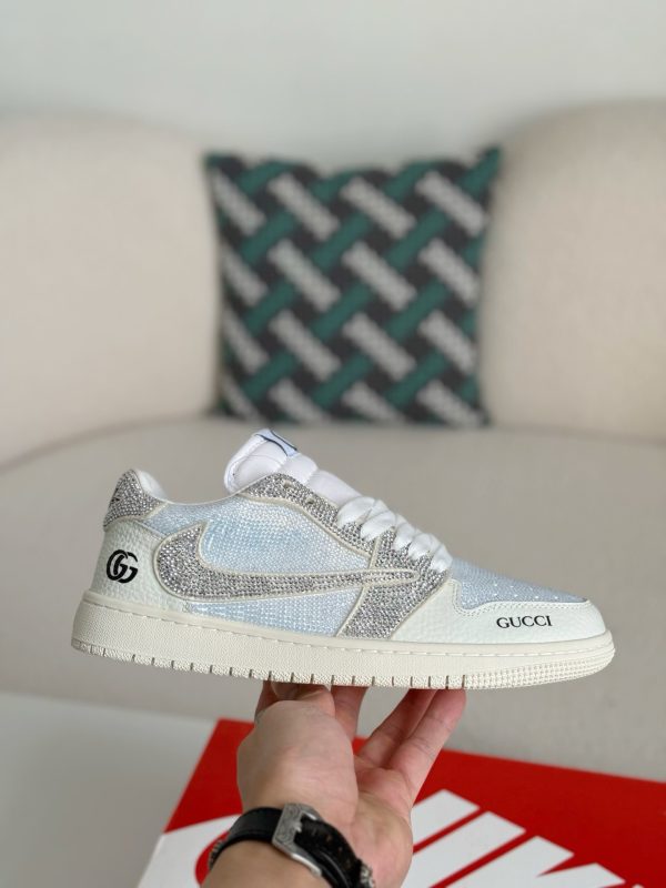 ¡¸#5703¡¹Jordan 1 x Gucci Hand-Set Rhinestones Low Sneakers - Image 7
