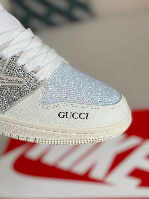 ¡¸#5703¡¹Jordan 1 x Gucci Hand-Set Rhinestones Low Sneakers - Image 9