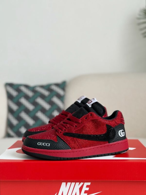 ¡¸#5705¡¹Jordan 1 x Gucci Hand-Set Rhinestones Low Sneakers - Image 2