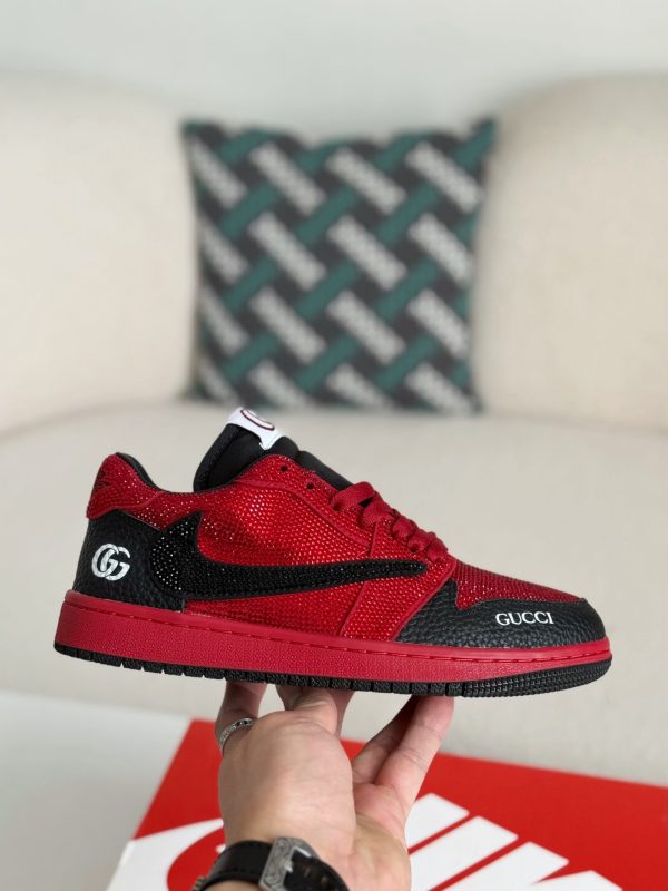 ¡¸#5705¡¹Jordan 1 x Gucci Hand-Set Rhinestones Low Sneakers - Image 9