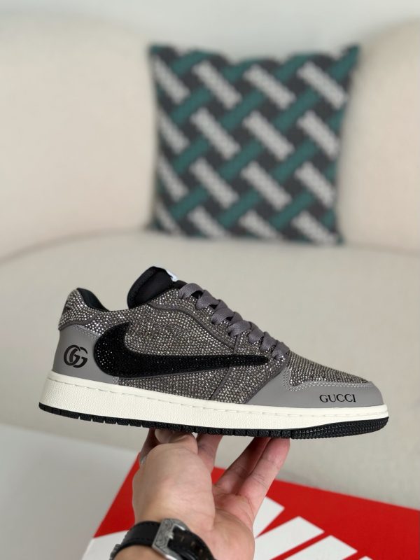 ¡¸#5706¡¹Jordan 1 x Gucci Hand-Set Rhinestones Low Sneakers - Image 7