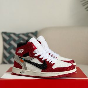 ¡¸#5718¡¹Jordan 1 Off-white Hand-Set Rhinestones High Sneakers