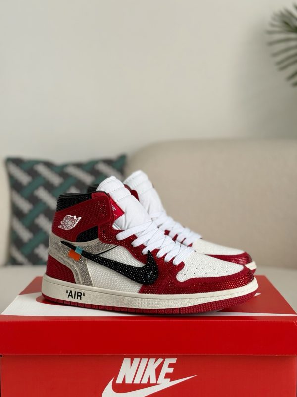 ¡¸#5718¡¹Jordan 1 Off-white Hand-Set Rhinestones High Sneakers