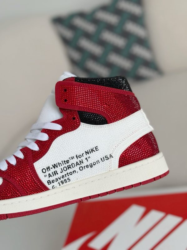 ¡¸#5718¡¹Jordan 1 Off-white Hand-Set Rhinestones High Sneakers - Image 9