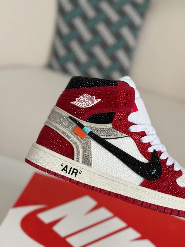 ¡¸#5718¡¹Jordan 1 Off-white Hand-Set Rhinestones High Sneakers - Image 8