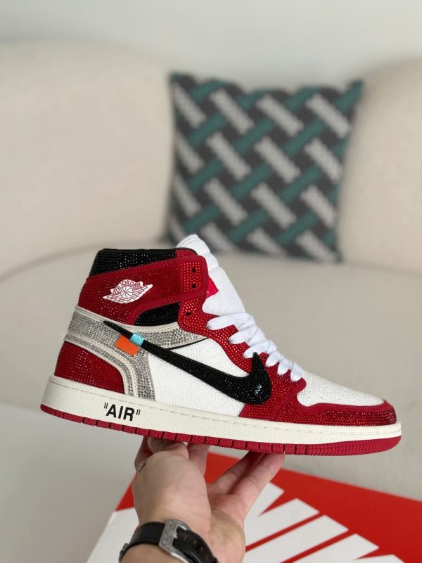 ¡¸#5718¡¹Jordan 1 Off-white Hand-Set Rhinestones High Sneakers - Image 7