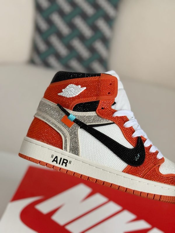 ¡¸#5719¡¹Jordan 1 Off-white Hand-Set Rhinestones High Sneakers - Image 8