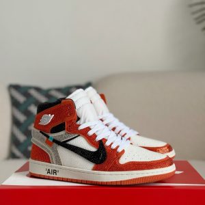 ¡¸#5719¡¹Jordan 1 Off-white Hand-Set Rhinestones High Sneakers