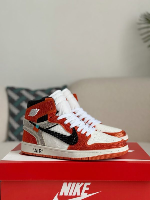 ¡¸#5719¡¹Jordan 1 Off-white Hand-Set Rhinestones High Sneakers