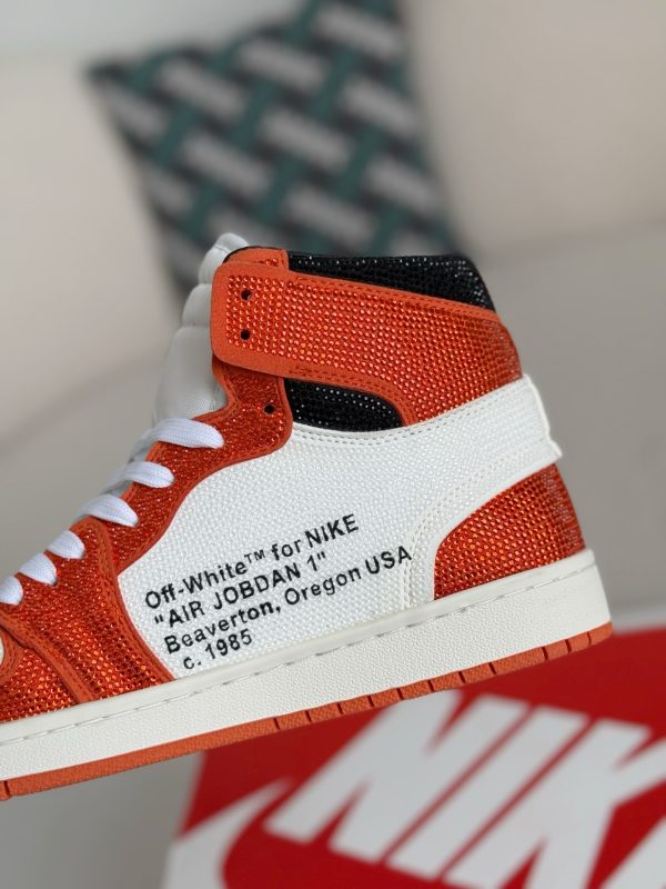 ¡¸#5719¡¹Jordan 1 Off-white Hand-Set Rhinestones High Sneakers - Image 9
