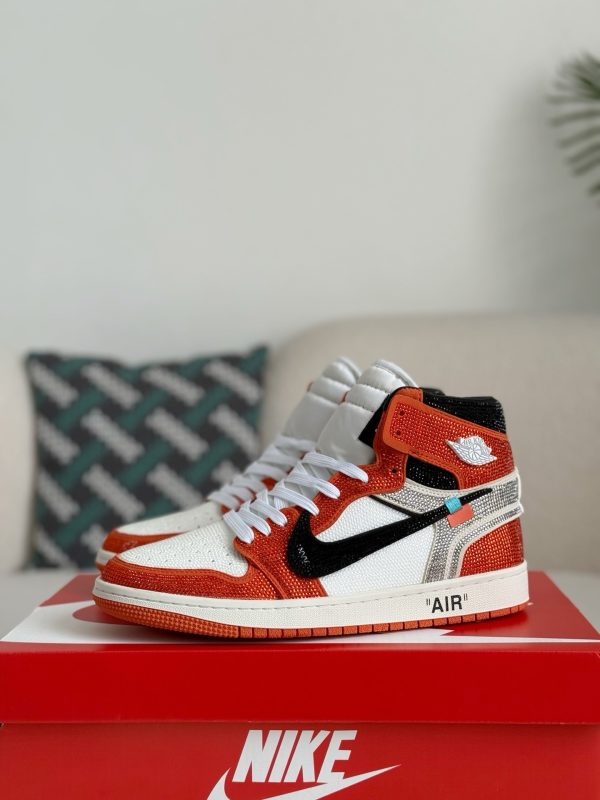 ¡¸#5719¡¹Jordan 1 Off-white Hand-Set Rhinestones High Sneakers - Image 2