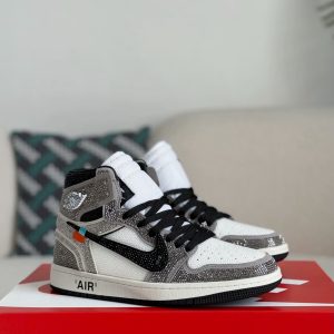 ¡¸#5721¡¹Jordan 1 Off-white Hand-Set Rhinestones High Sneakers