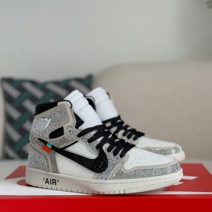 ¡¸#5723¡¹Jordan 1 Off-white Hand-Set Rhinestones High Sneakers