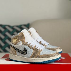 ¡¸#5724¡¹Jordan 1 Hand-Set Rhinestones High Sneakers