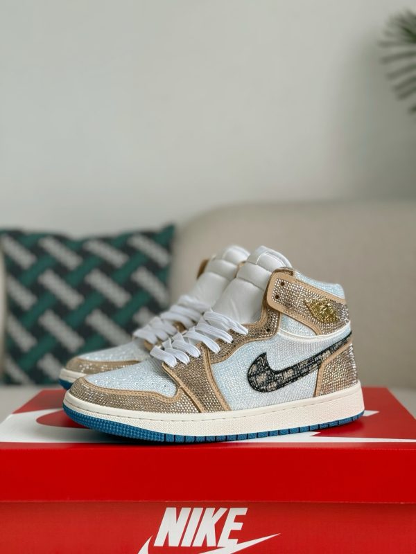 ¡¸#5724¡¹Jordan 1 Hand-Set Rhinestones High Sneakers - Image 2